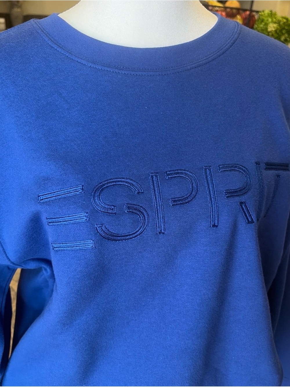 Esprit women’s Royal Blue Crewneck Sweatshirt with Tonal Embroidered Logo - Picture 2 of 4